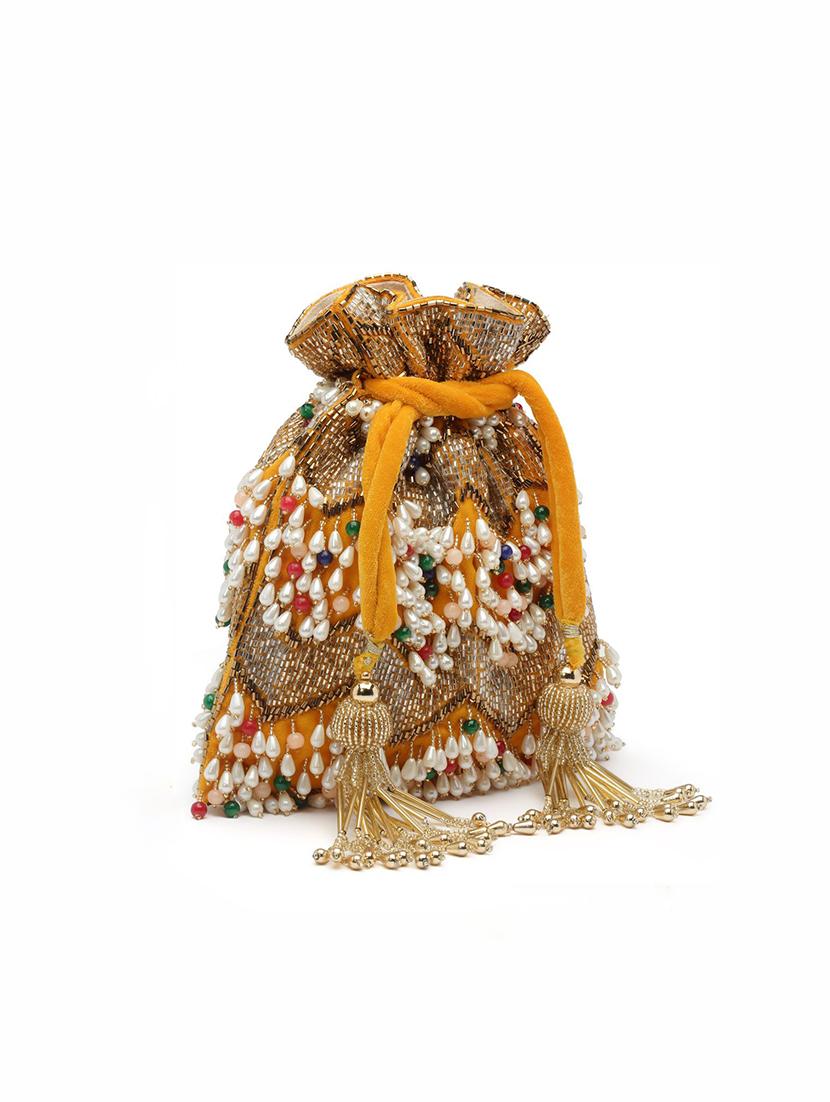 yellow embellished ethnic potli - 20132463 - Zoom Image - 4