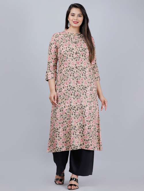 mandarin neck floral printed kurta palazzo set - 20132977 - Very Small Image - 1