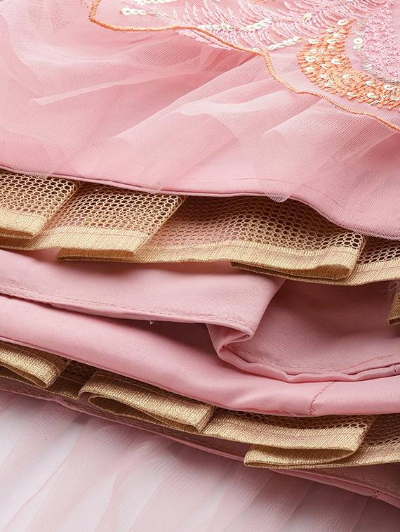 pink embroidered flared lehenga - 20133333 - Zoom Image - 5