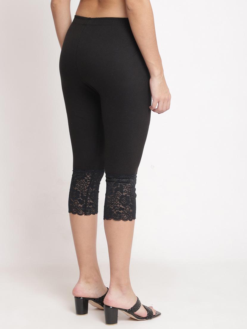 pack of 3 solid lace detailed capris - 20148506 - Zoom Image - 4