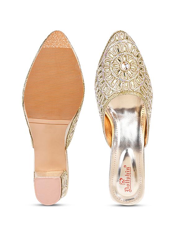 gold pu slip on sandals - 20151210 - Standard Image - 5