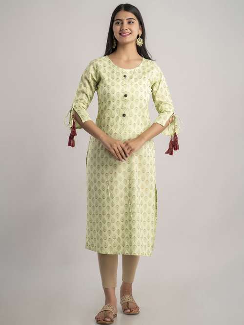 round neck printed straight kurta - 20154969 - Very Small Image - 1