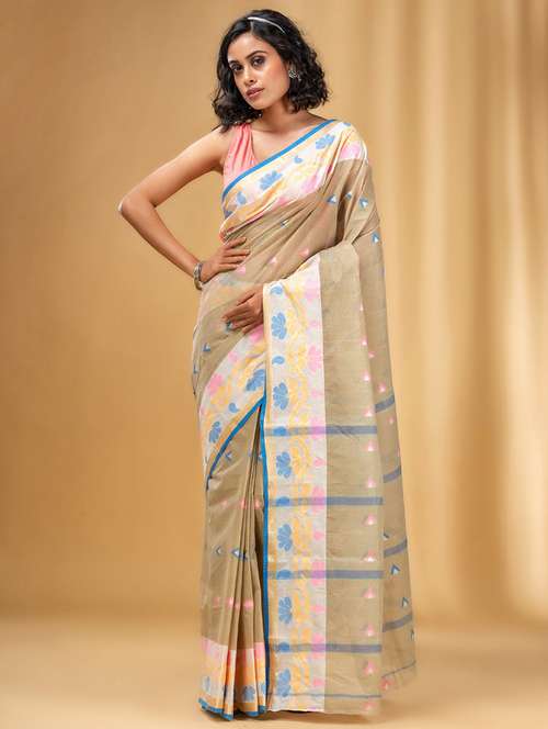 women's self design beige colored saree - 20163614 - Very Small Image - 1