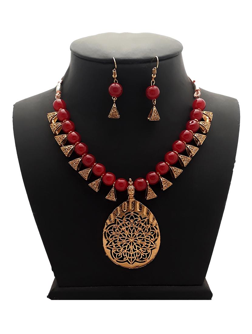 red alloy necklace set - 20167224 - Zoom Image - 2