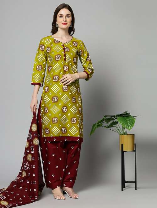 women green unstitched patiyala suits - 20167517 - Very Small Image - 1