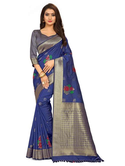 women's banarasi saree with blouse - 20175450 - Very Small Image - 1