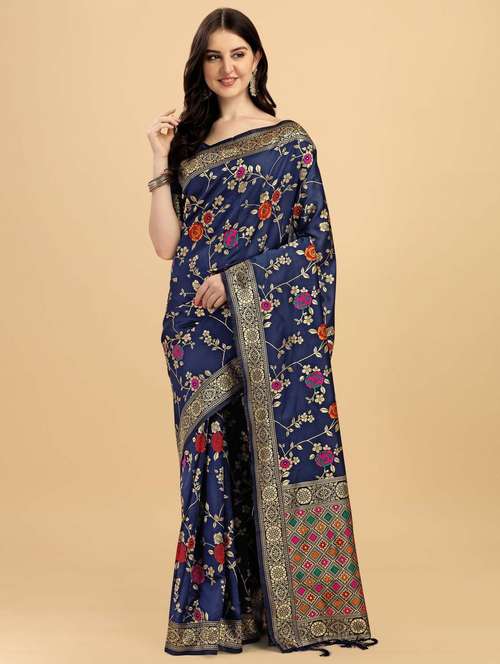 women's banarasi saree with blouse - 20175543 - Very Small Image - 1