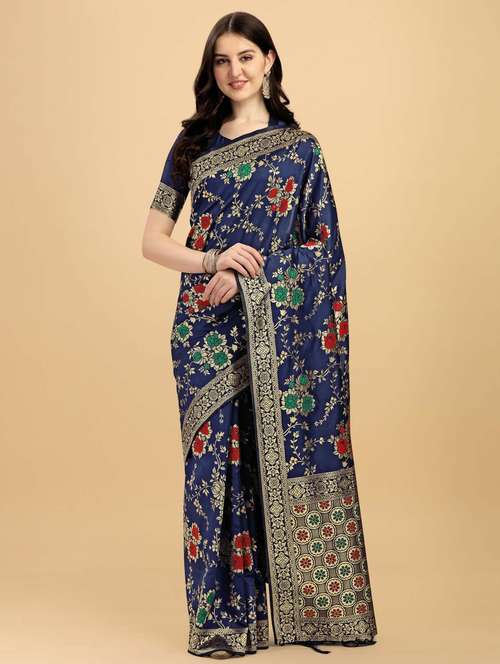 women's banarasi saree with blouse - 20175558 - Very Small Image - 1