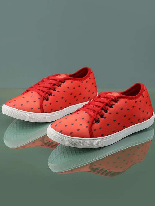 men printed red lace up sneaker - 20245827 - Very Small Image - 1