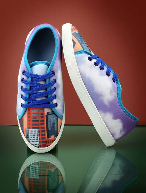 men graphic printed blue lace up sneaker - 20245830 - Very Small Image - 1
