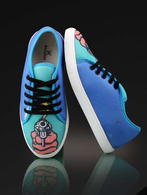men graphic printed blue lace up sneaker - 20245831 - Very Small Image - 1