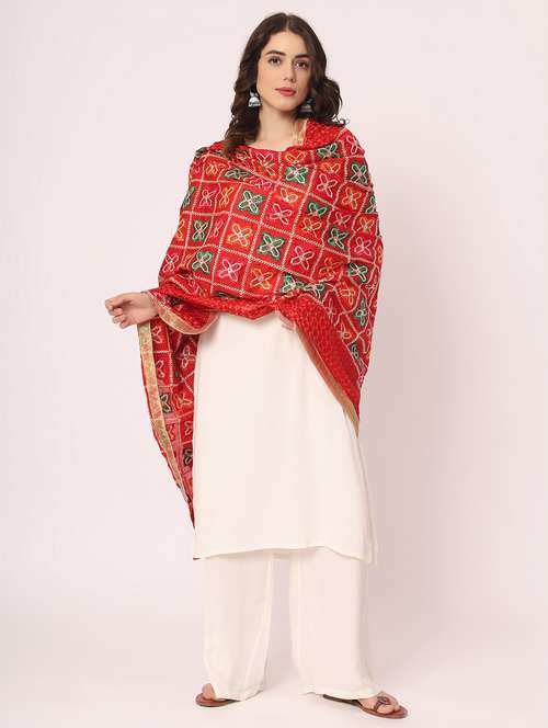 red phulkari dupatta - 20276655 - Very Small Image - 1