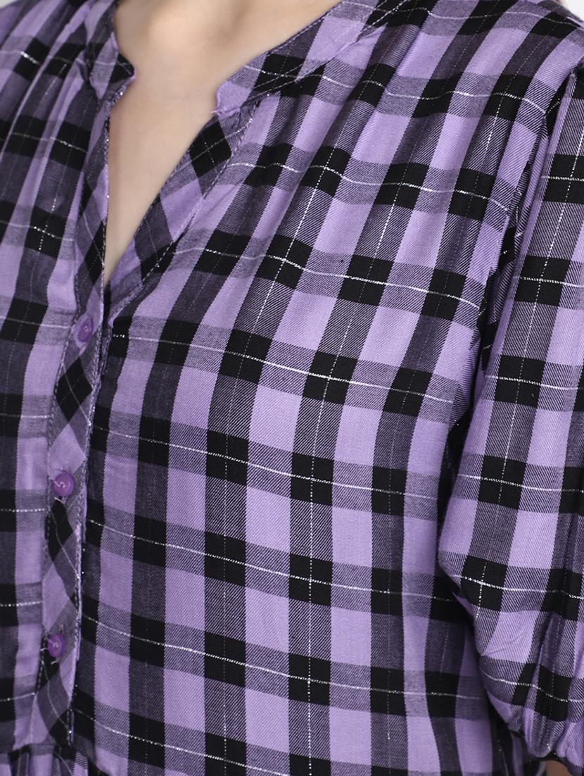 purple & black checks peplum tunic - 20277781 - Zoom Image - 5