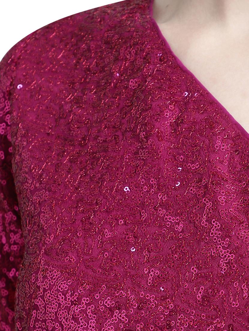 magenta sequin work a-line dress - 20277796 - Zoom Image - 3