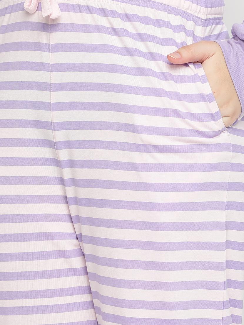 purple stripes print pyjama set nightwear - 20283100 - Zoom Image - 5