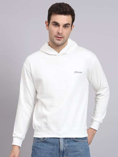 men's hooded white full sleeves sweatshirt - 20284034 - Very Small Image - 1