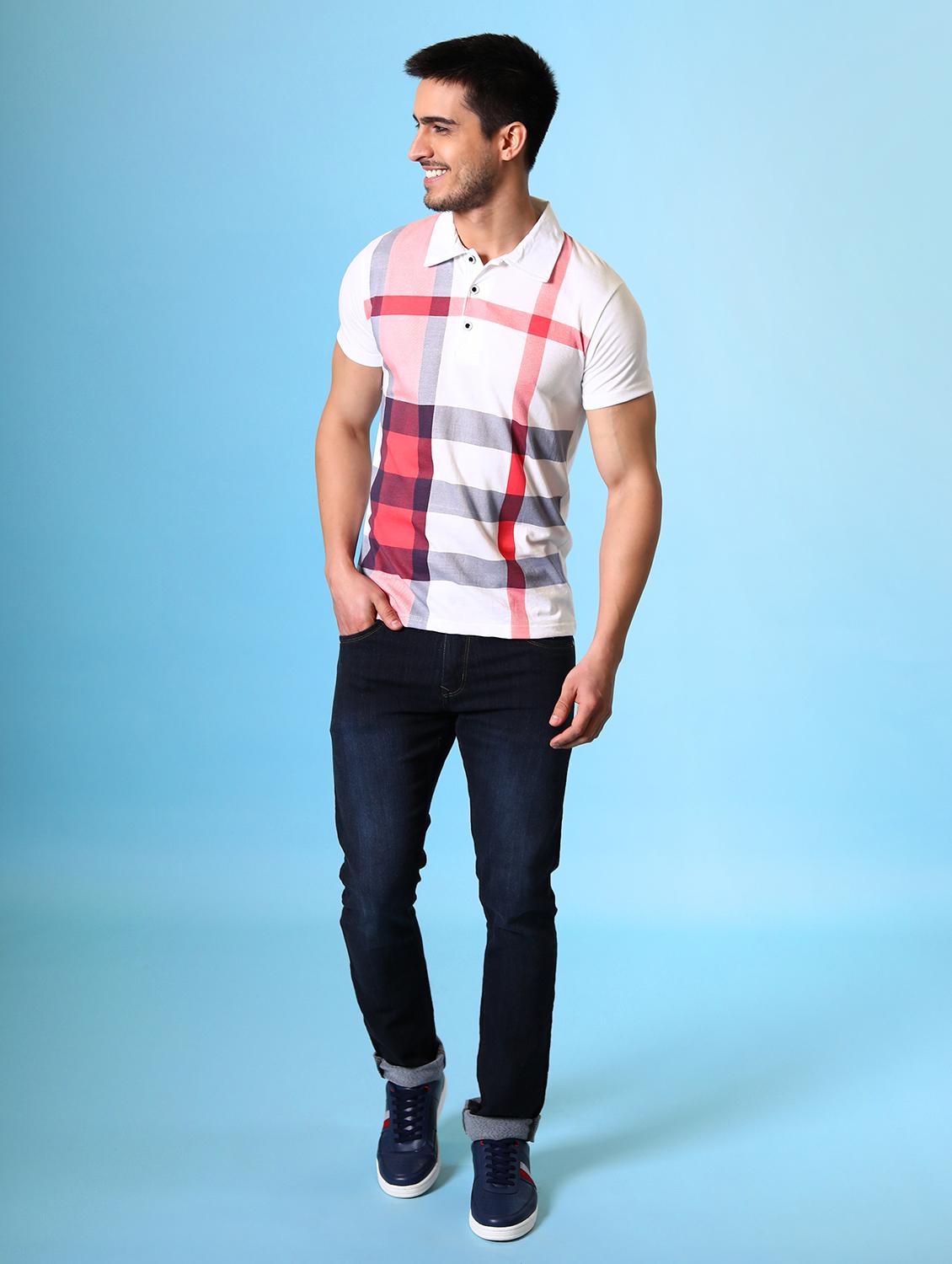 men white checkered polo t-shirt - 20289843 - Zoom Image - 3