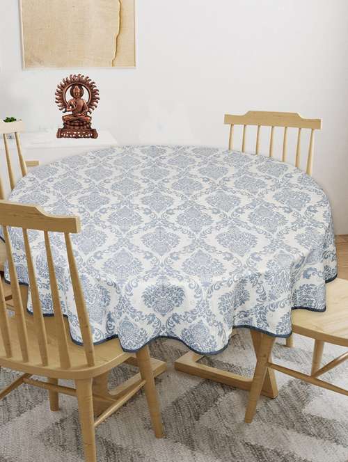 indhome life cotton round pack of 1 floral 4 seater dining table cloth cover, 56" diameter - 20290164 - Very Small Image - 1