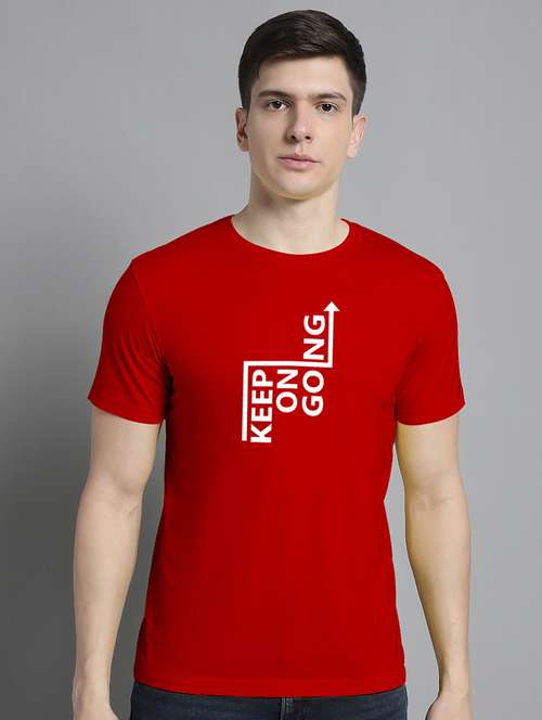 men typography print red cotton t-shirt - 20295739 - Very Small Image - 1
