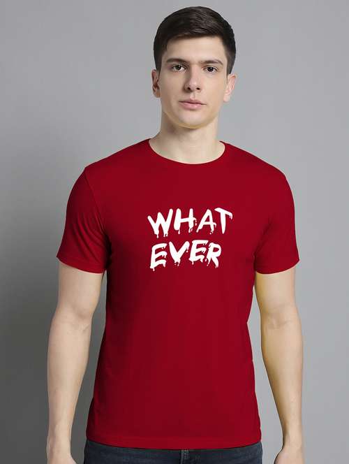 men typography print maroon cotton t-shirt - 20295774 - Very Small Image - 1