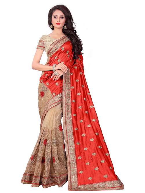 women's solid with work multi colored saree with blouse - 20306236 - Very Small Image - 1