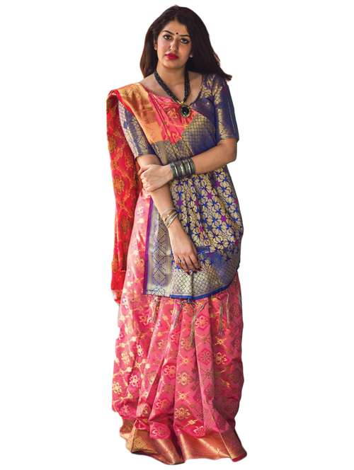 women's self design pink colored saree with blouse - 20307011 - Very Small Image - 1