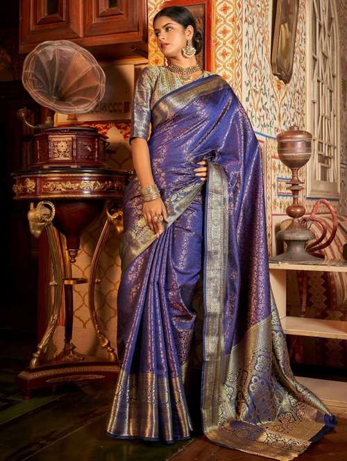 women's self design purple colored saree with blouse - 20307053 - Very Small Image - 1