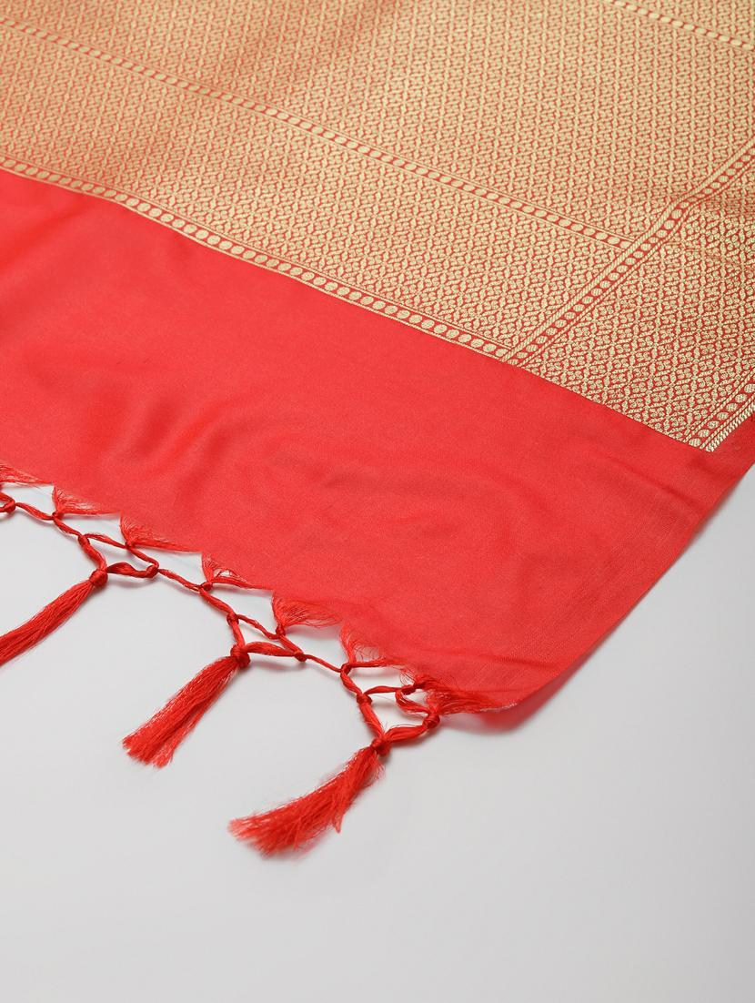red silk dupatta - 20315822 - Zoom Image - 3