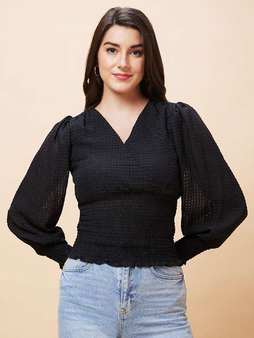 women black polyester regular top - 20318632 - Very Small Image - 1