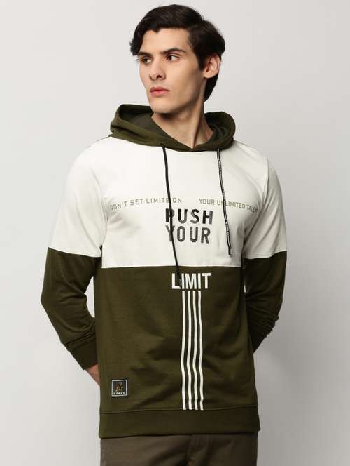 men multi colored hooded color block cotton regular sweatshirt - 20325409 - Very Small Image - 1