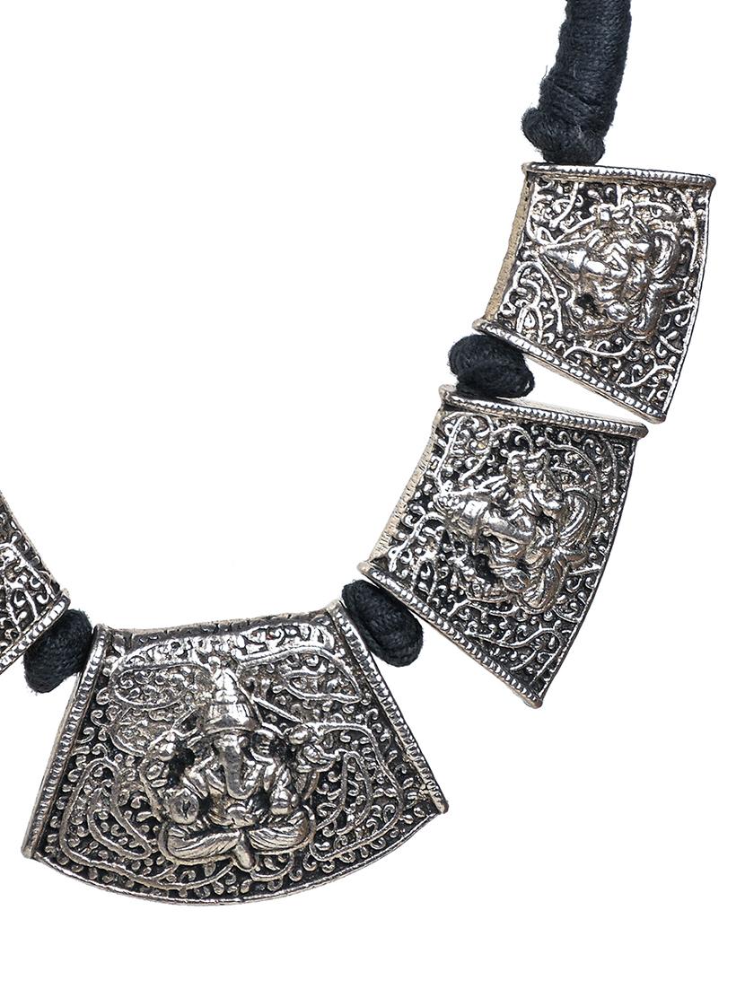 silver metal statement necklace - 20331785 - Standard Image - 3