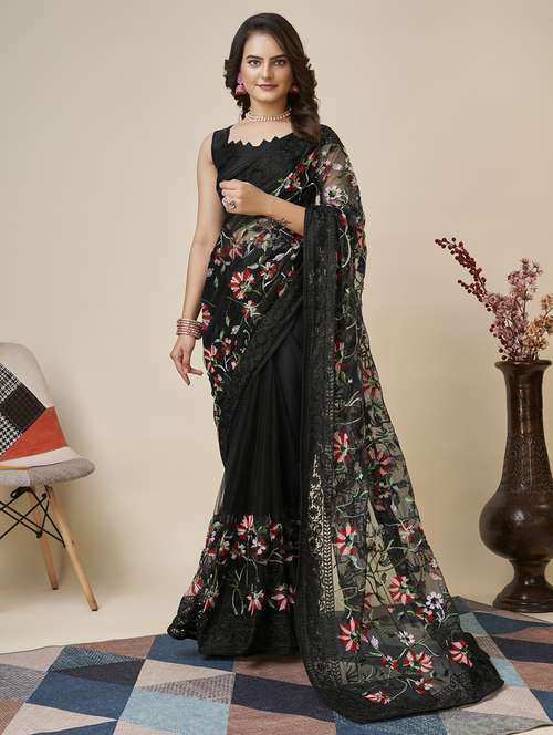 women's embroidered saree with blouse - 20334288 - Very Small Image - 1