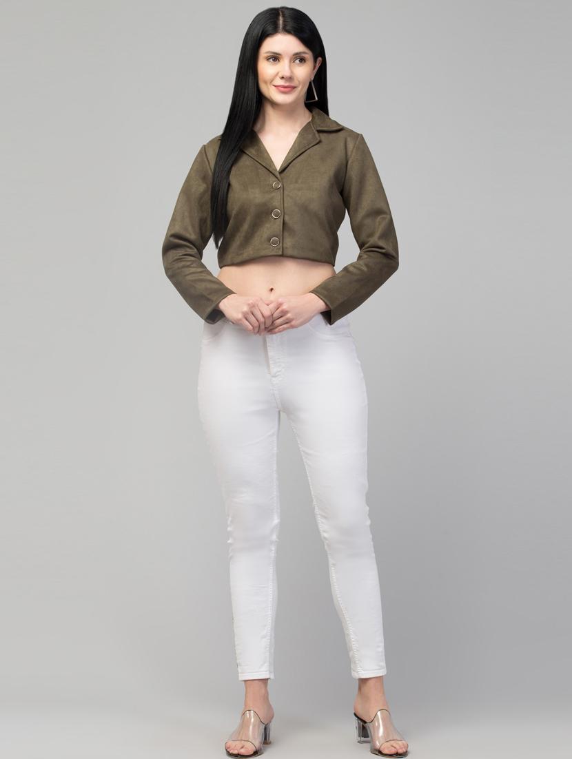 women solid faux leather summer jacket - 20340915 - Zoom Image - 3