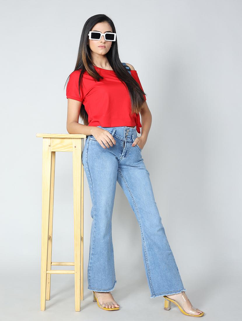 women's plain bootcut jeans - 20355053 - Standard Image - 3