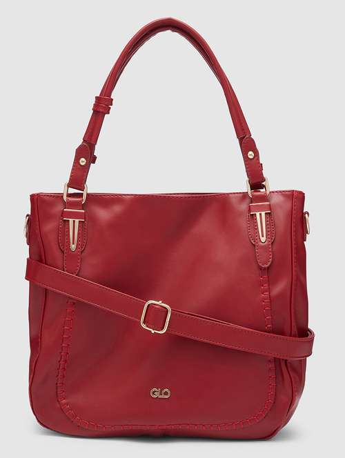 maroon leatherette (pu) handbag - 20355100 - Very Small Image - 1