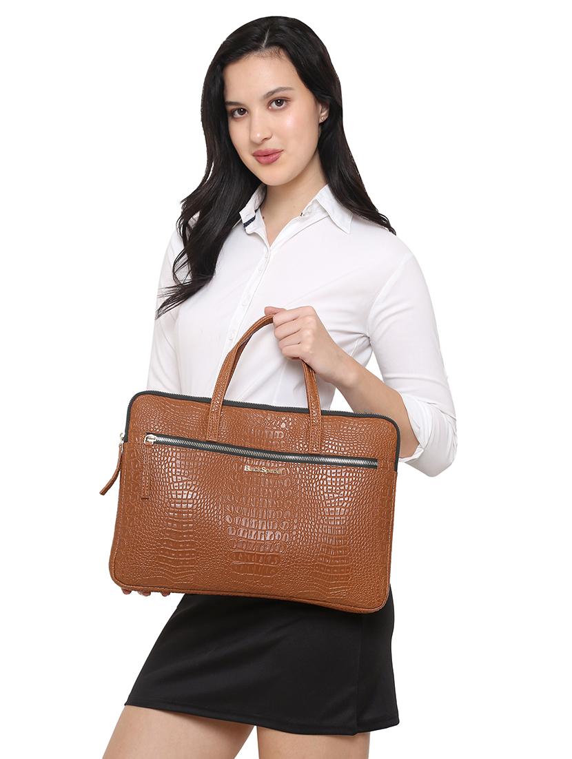 tan leatherette (pu) laptop laptop bag - 20360085 - Zoom Image - 4