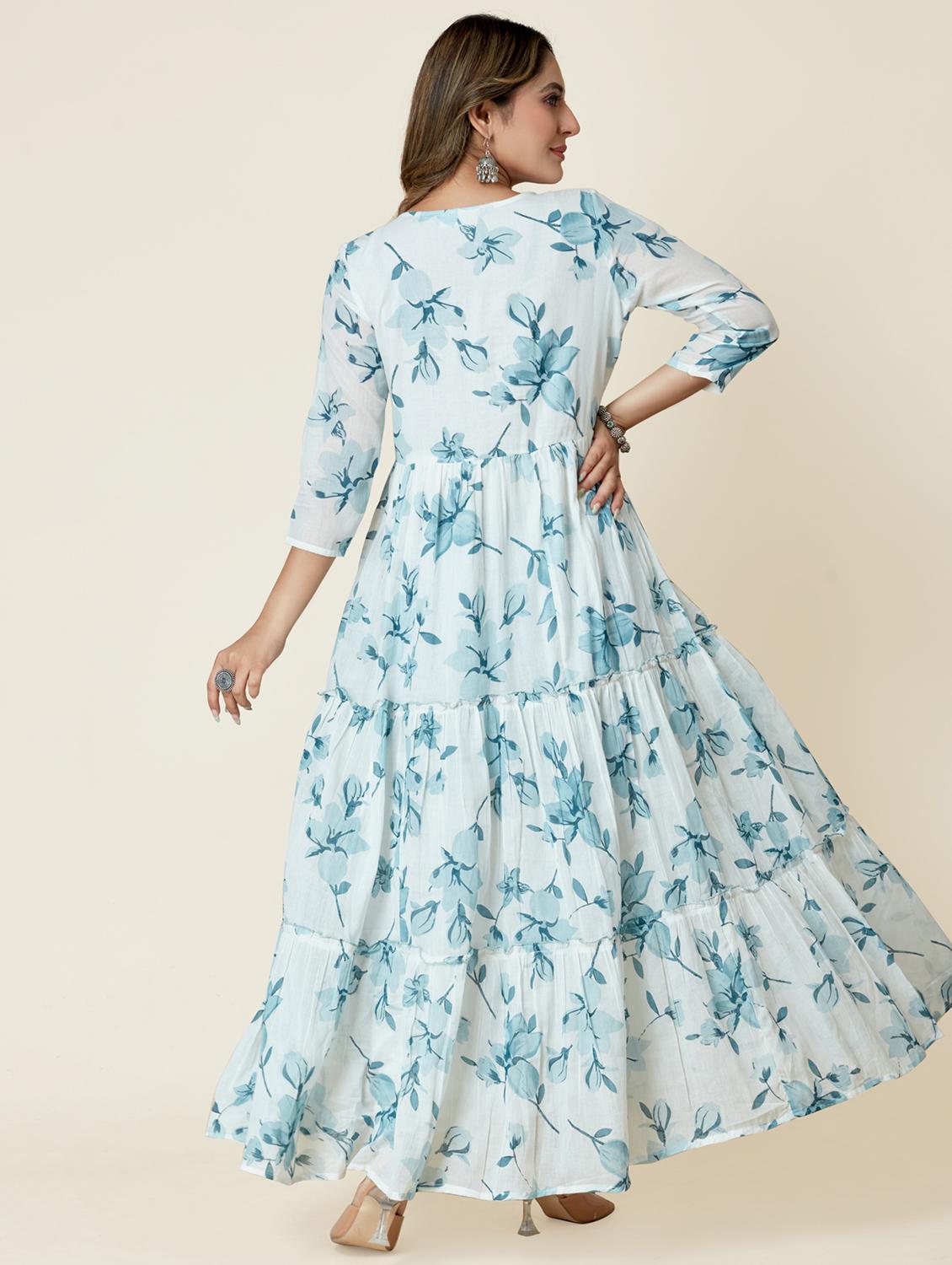 blue colored flared kurta - 20362763 - Standard Image - 2