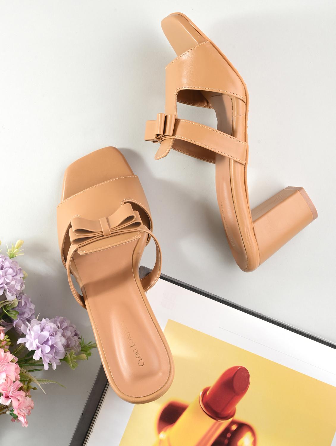 tan synthetic slip on sandals - 20363833 - Standard Image - 4