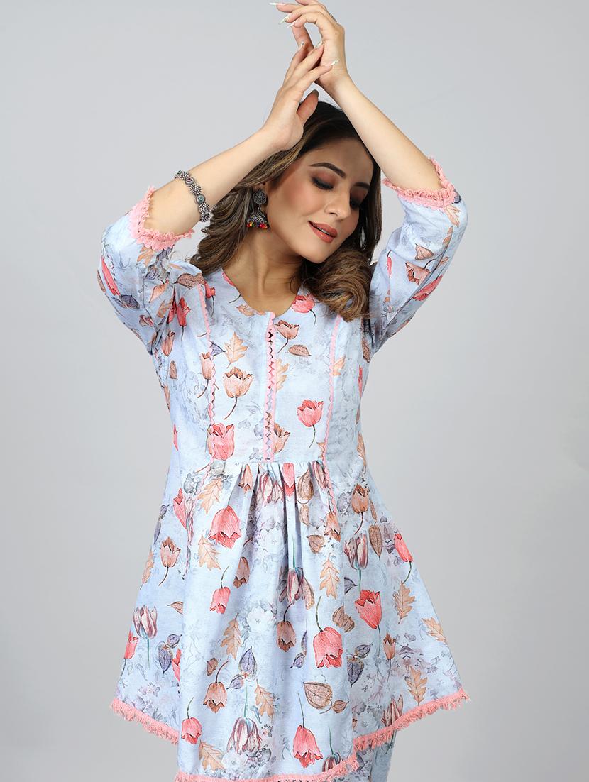 light blue floral printed co-ord set - 20369234 - Zoom Image - 3
