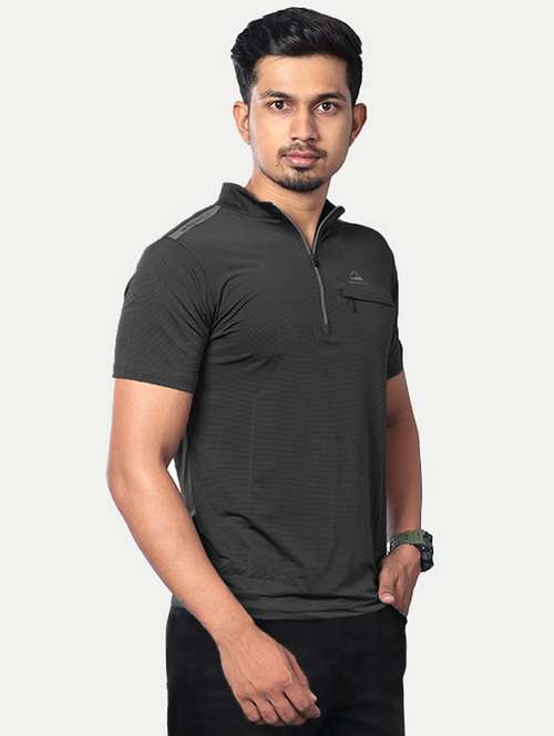 men solid grey polyester regular t-shirt - 20384720 - Very Small Image - 1