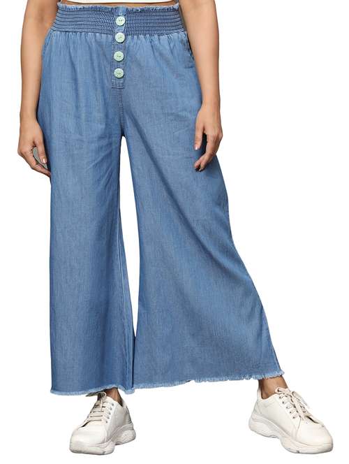 women light blue denim palazzo - 20386844 - Very Small Image - 1