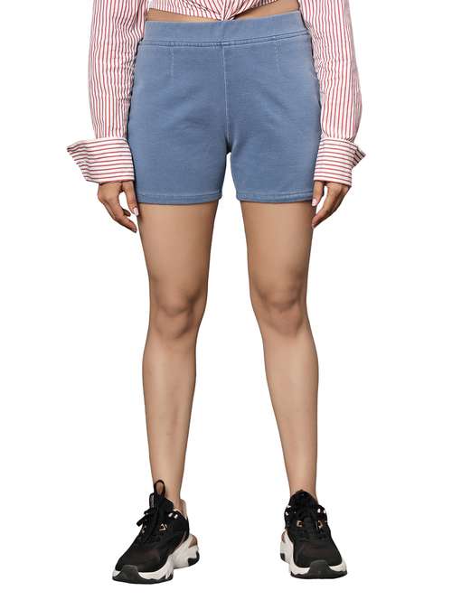 women light blue denim shorts - 20386990 - Very Small Image - 1