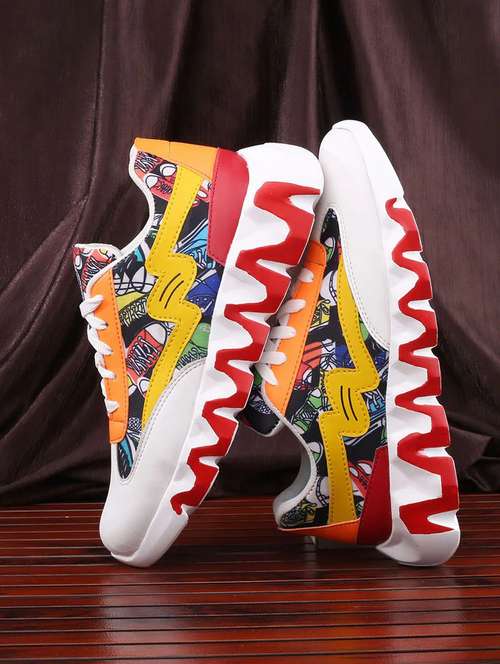 men graphic printed multi colored lace up sneaker - 20387880 - Very Small Image - 1