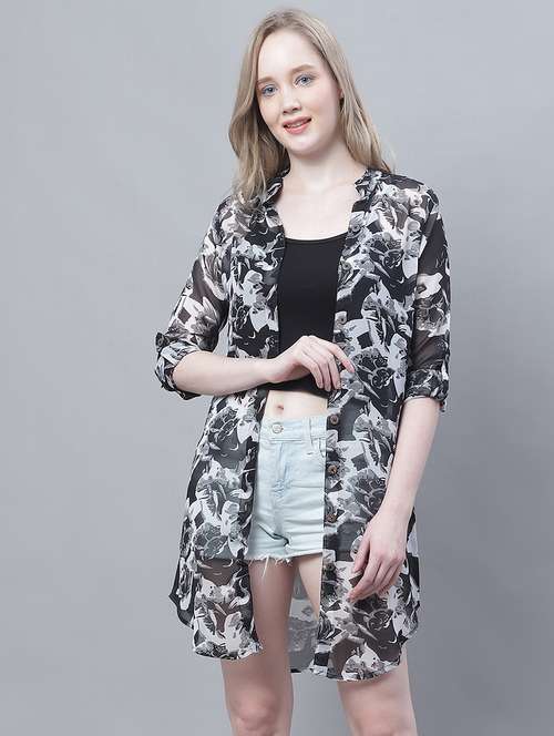 women multi color printed georgette regular shirt - 20388049 - Very Small Image - 1