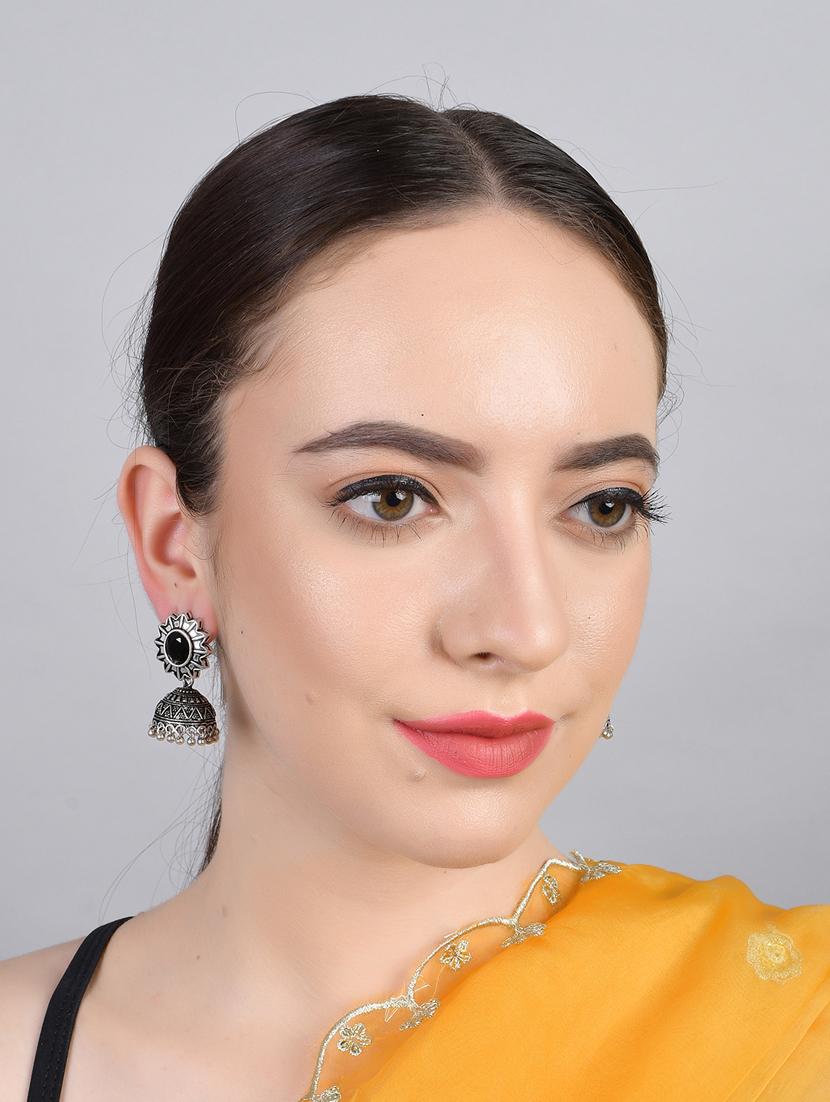 black alloy jhumka earrings - 20388687 - Standard Image - 3