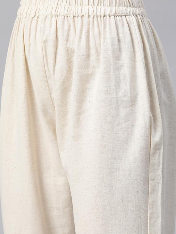 women off-white round neck kurta pant set - 20389808 - Standard Image - 3