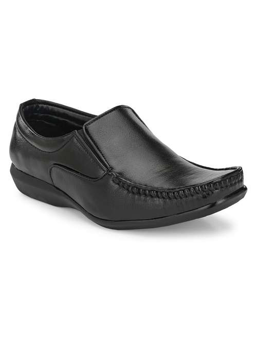 men solid black formal slip on - 20404215 - Very Small Image - 1