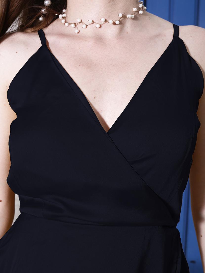 black solid wrap dress - 20427273 - Standard Image - 4
