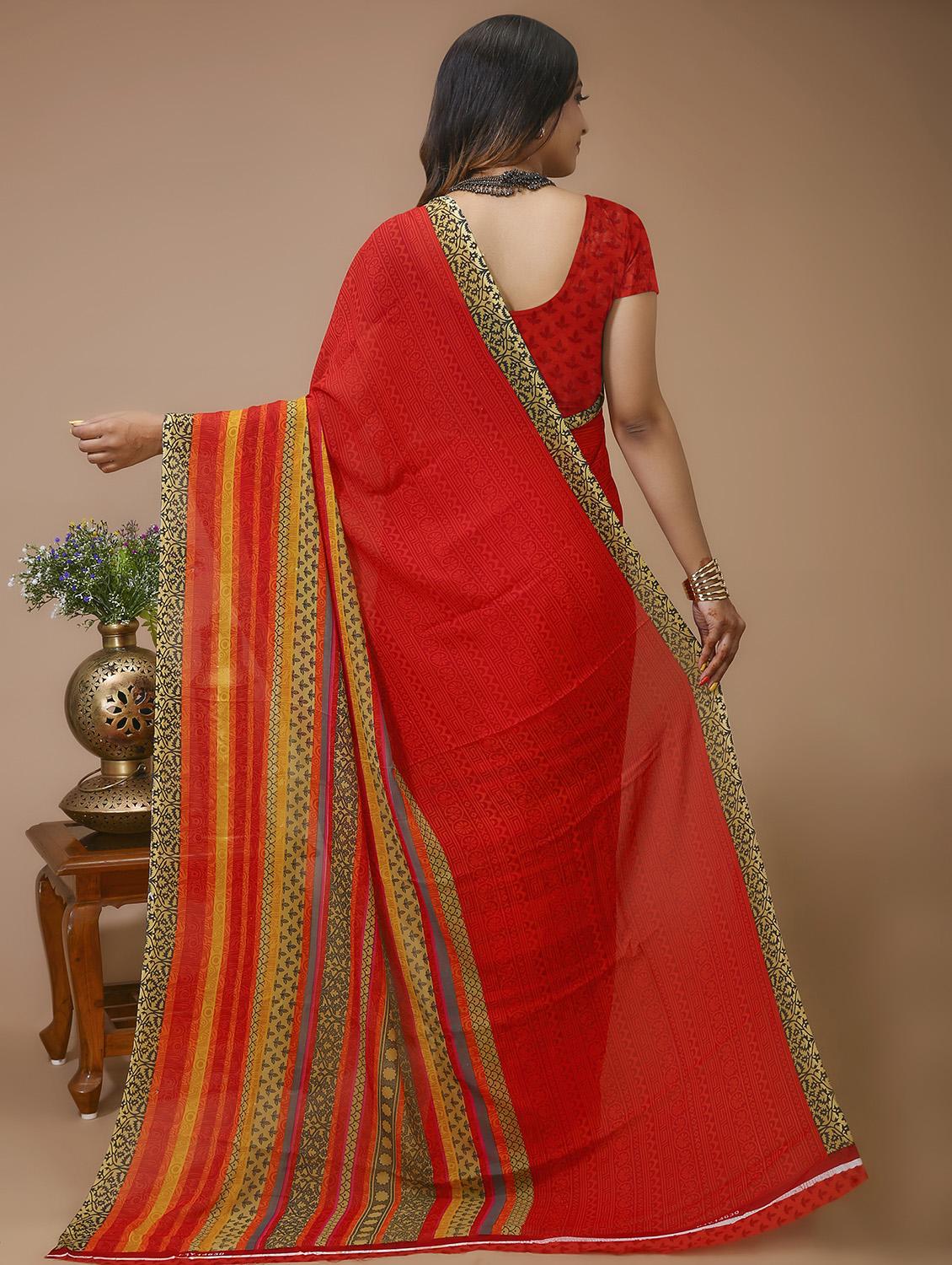 women's printed maroon colored saree - 20474329 - Zoom Image - 2