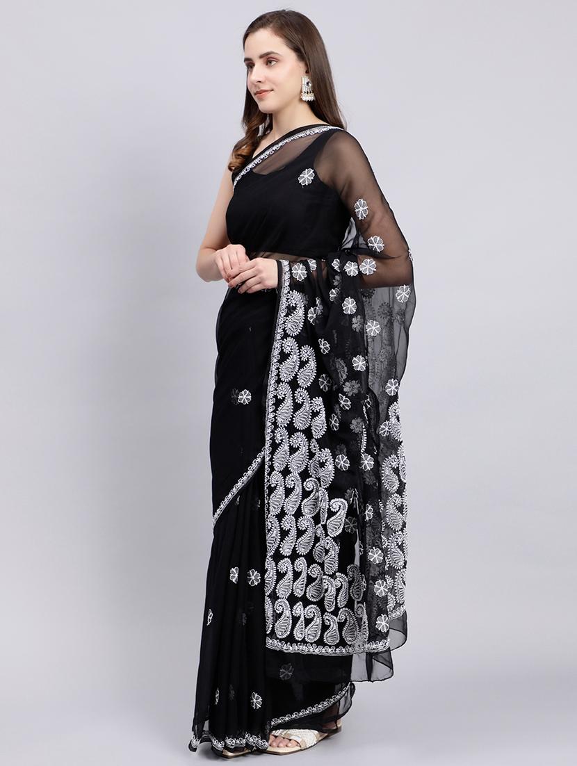women's embroidered saree with blouse - 20478476 - Standard Image - 2